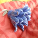NWD? One Anthropologie Ginger Flower Knob Pull Dark Blue Stoneware DEFECT?