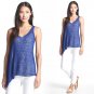 $158 Eileen Fisher V-Neck Flutter Shell XSmall 0 2 Top Tank Adriatic Blue