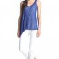 $158 Eileen Fisher V-Neck Flutter Shell XSmall 0 2 Top Tank Adriatic Blue