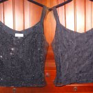 Tahari Cocktail Sparkle Tank Top P4 Small Black Side Zipper Petite Cami Sexy NWOT