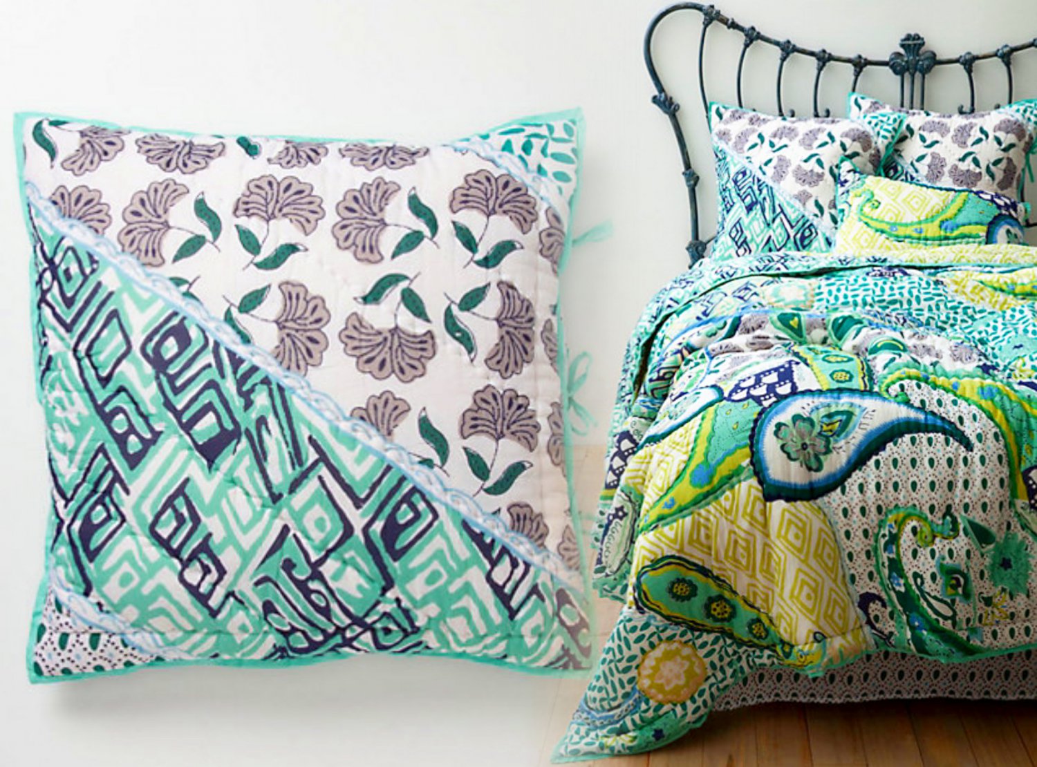 2 Pcs Anthropologie Daydreamer Euro Sham Blue