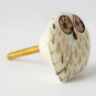 NIB SIX Anthropologie Calico Owl Knobs Drawer Pulls Ceramic + Brass Nature AVIAN