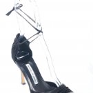 38.5 Manolo Blahnik Suede & Leather Strappy Heels 38 1/2 Black