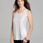 M Eileen Fisher Silver U Neck Long Tank Top Medium NWT Linen Jersey Shimmer