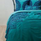 Anthropologie Solea Duvet King Twisted-rope Applique Dark Turquoise Blue