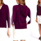 Anthropologie Dotted & Cabled Hoodie Purple Small 2 4 Yoon Wine Purple