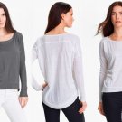 XS Eileen Fisher Slub Linen Tee Ash XSmall Grey High Low Curved Hem Top Shirt