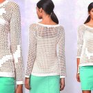 M Anthropologie Open-Stitch Anchor Sweater Medium 6 8 Ivory Nautical Ocean Sailing 6 8 NWT