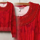 Anthropologie Bebop Cardigan Sweater Medium 6 8 Red Motif Tracy Reese Beaded Collar Anthropologie Bebop Cardigan Sweater Medium 6 8 Red Motif Tracy Reese Beaded Collar