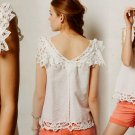 Anthropologie Fluttered Lace Tank Medium 6 8 Ivory Top Blouse Linen Anthropologie Fluttered Lace Tank Medium 6 8 Ivory Top Blouse Linen