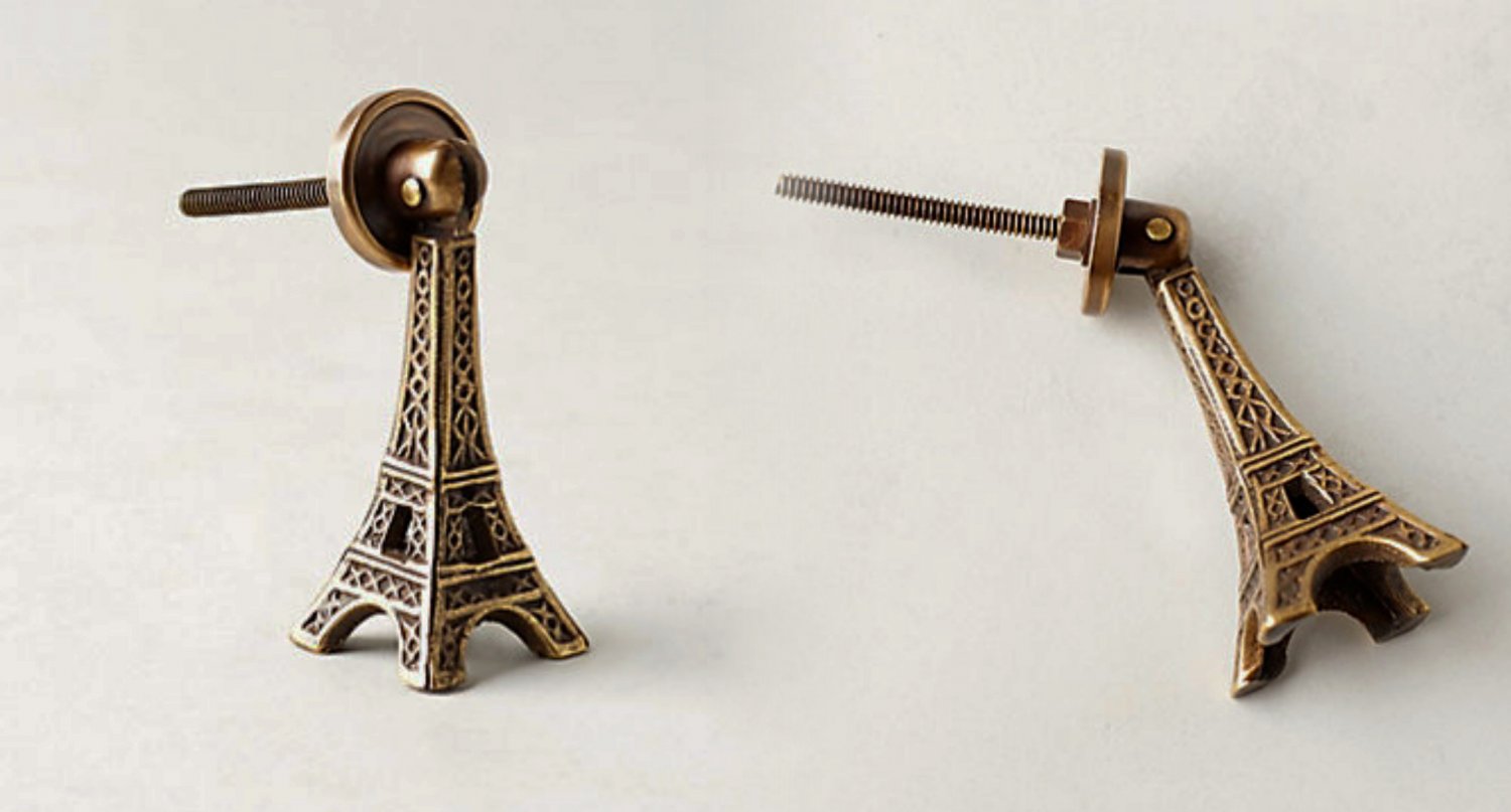 4 Pcs Anthropologie City Of Light Knob Paris Eiffel Tower Drawer Knobs Pulls Brass