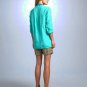 PP Eileen Fisher Mandarin Collar Organic Linen Shirt Petite P Blue Deep Aqua