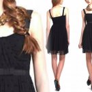 S Anthropologie Effervescent Dots Dress Small 2 4 Black Romantic Ribbon & Lace
