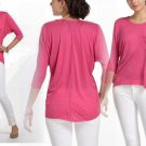 Anthropologie Silk-Spun Top Small 2 4 Shirt Tee Bright Pink Drape Blouse