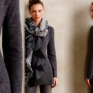 Anthropologie Ruffled Wool Sweatercoat Medium 6 8 Dark Grey & Black Boiled Wool