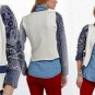 Anthropologie Abstract Batik Moto Jacket Medium 6 8 Blue Motif $298 Handmade