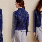 Anthropologie Evening Petals Jacket XSmall 0 2 Blue Motif Lace Hem Anthropologie Evening Petals Jacket XSmall 0 2 Blue Motif Lace Hem