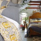 Anthropologie Stitched Sitara Twin Quilt Grey Screen Printed Indian Inspired Anthropologie Stitched Sitara Twin Quilt Grey Screen Printed Indian Inspired