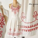 Anthropologie Loop-Di-Loop Apron White Coral Cotton Machine Wash Anthropologie Loop-Di-Loop Apron White Coral Cotton Machine Wash