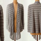 Anthropologie Cardigan Small 2 4 Black White Charcoal Striped Channels Sweater S