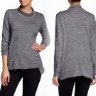 $143 White + Warren Side Slit Mock Neck Sweater Iron Heather XSmall 0 2 Top NWT