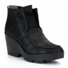 9 1/2 Eileen Fisher Treat Metallic Elastic Wedge Booties 9.5 Marcasite Black Metallic Padded 9 1/2 Eileen Fisher Treat Metallic Elastic Wedge Booties 9.5 Marcasite Black Metallic Padded
