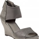 Eileen Fisher Corona Mid-Wedge Ankle-Cuff Sandal 7 Pewter Metallic Leather Eileen Fisher Corona Mid-Wedge Ankle-Cuff Sandal 7 Pewter Metallic Leather