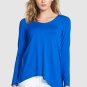 $178 Eileen Fisher V-Neck Stretch Knit Top Small 2 4 Deep Sky Blue Viscose Jersey