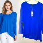 $178 Eileen Fisher V-Neck Stretch Knit Top Small 2 4 Deep Sky Blue Viscose Jersey