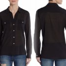 $265 James Perse Splitneck Blouse 2 Medium Black Buttondown Super Soft GORGEOUS $265 James Perse Splitneck Blouse 2 Medium Black Buttondown Super Soft GORGEOUS