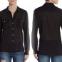 $265 James Perse Splitneck Blouse 2 Medium Black Buttondown Super Soft GORGEOUS