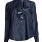 Nanette Lepore Cascading Ruffle Denim Shirt Medium 6 8 Indigo Blue