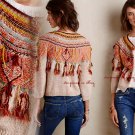 $168 Anthropologie Spiced-up Cardigan Petite Small PS Fringe Croped Sweater