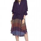 $168 Free People Ray of Light Button Front Dress Small 2 4 Plum Combo