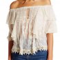 $168 Free People Ruffled Cloud Blouse Small 2 4 Ivory Off the Shoulders Embroidered