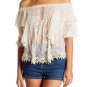 $168 Free People Ruffled Cloud Blouse Small 2 4 Ivory Off the Shoulders Embroidered