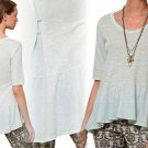 Anthropologie High-Low Peplum Pullover Top Shirt Small 2 4 Sky Blue NWT Left of Center USA