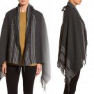 Eileen Fisher Italian Blanket Fringe Lofty Shawl Charcoal OS Wool Wrap Cape NWT Eileen Fisher Italian Blanket Fringe Lofty Shawl Charcoal OS Wool Wrap Cape NWT
