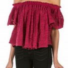 $128 Free People Thrills & Frills Sweater Small 2 4 Raspberry Off the Shoulders $128 Free People Thrills & Frills Sweater Small 2 4 Raspberry Off the Shoulders
