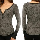 Free People Camouflage Henley Tee Medium 6 8 Green Free People Camouflage Henley Tee Medium 6 8 Green