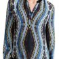 $265 Anthropologie Diamond Path Henley Large Blue Motif Cynthia Vincent