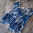 $148 Anthropologie Silk Skyscape Top Small 4 Blue Ruffled Crinkled Chiffon Breezy NWT