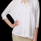 Eileen Fisher Three-Quarter Sleeve Shirt Petite P White Classic Collar Eileen Fisher Three-Quarter Sleeve Shirt Petite P White Classic Collar