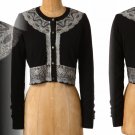 Anthropologie Brushed Lace Cropped Cardigan Small 2 4 Black Wool