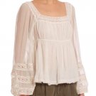 $128 Free People Midsummer Night Blouse Large 10 12 Ivory