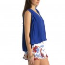 $68 Free People Grecian Goddess Tank XSmall 2 4 Blue Drapey V-neck High Low