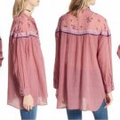 Free People Girl In Love Long Sleeve Shirt Small 2 4 Pink Rose