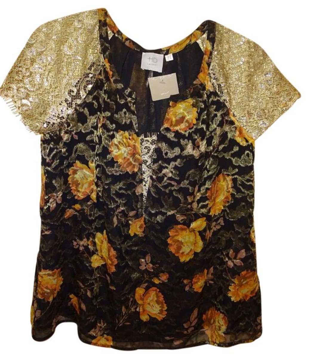 Anthropologie Disa Velvet Burnout Top Medium Black Bohemian HD in Paris