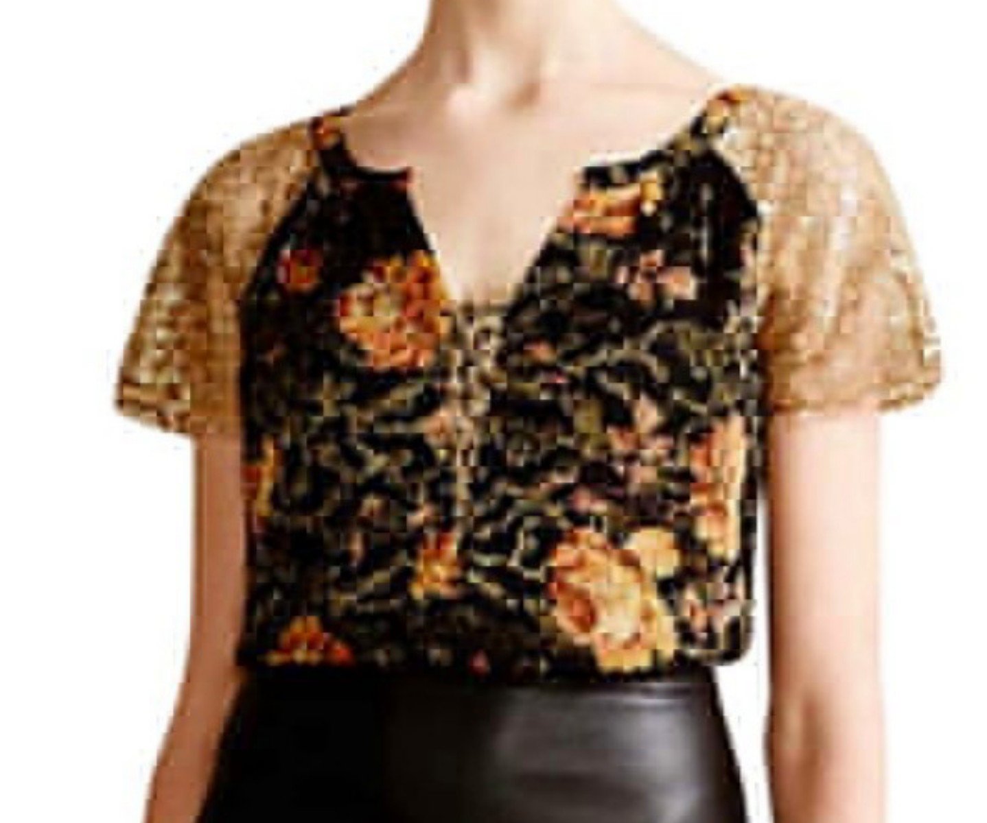 Anthropologie Disa Velvet Burnout Top Medium Black Bohemian HD in Paris