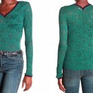 Free People Lace Long Sleeve Shirt XSmall 0 2 Green Contrast Trim Free People Lace Long Sleeve Shirt XSmall 0 2 Green Contrast Trim